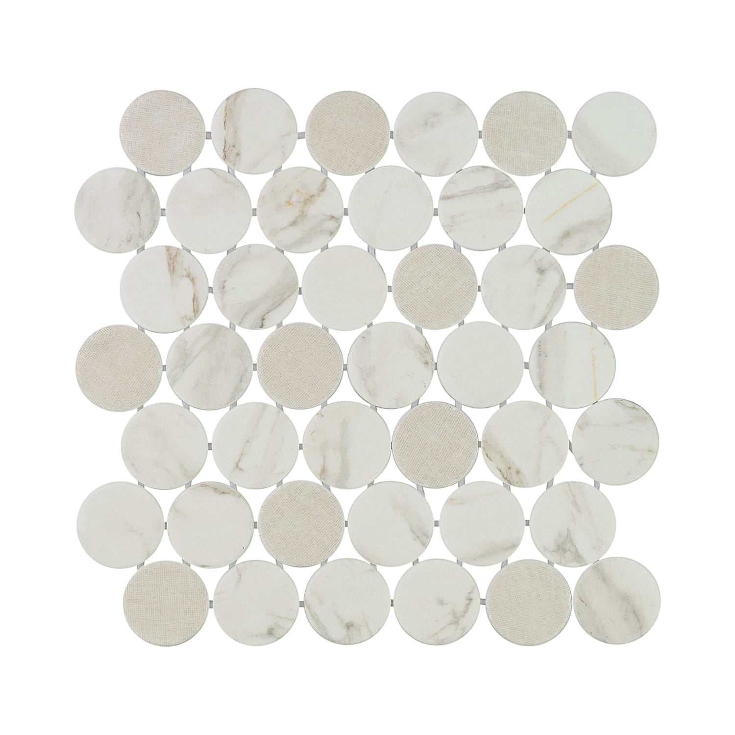 Calvari Sericino 2-Inch Round Recycled Glass Mosaic Tile Euro Glass