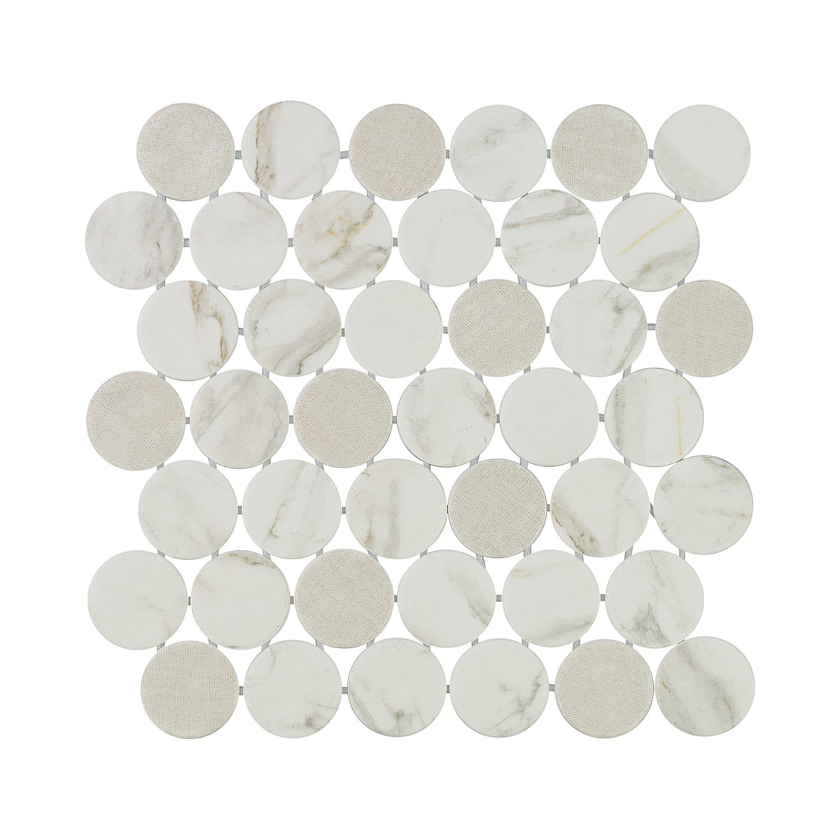 Calvari Sericino 2-Inch Round Recycled Glass Mosaic Tile Euro Glass