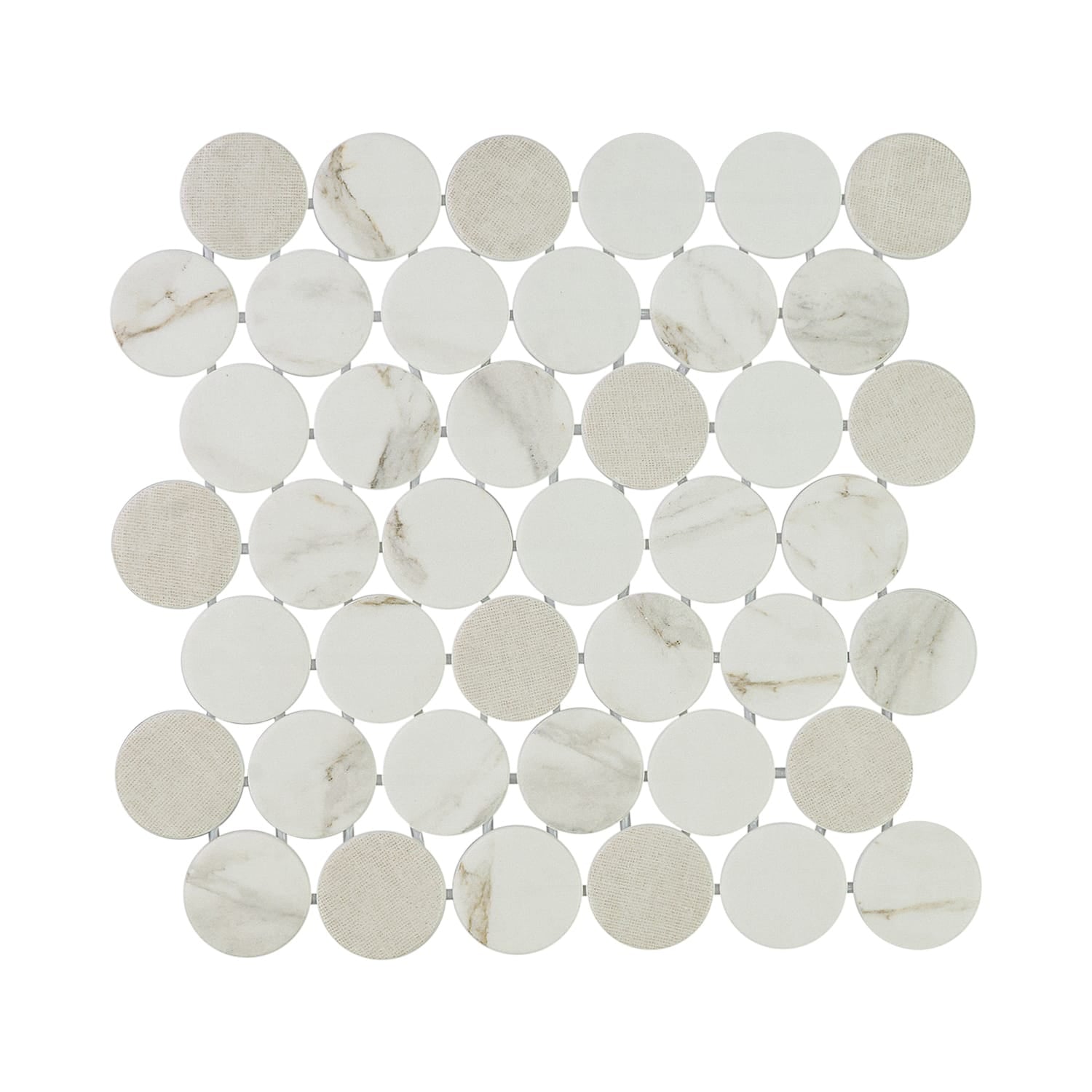 Calvari Sericino 2-Inch Round Recycled Glass Mosaic Tile Euro Glass