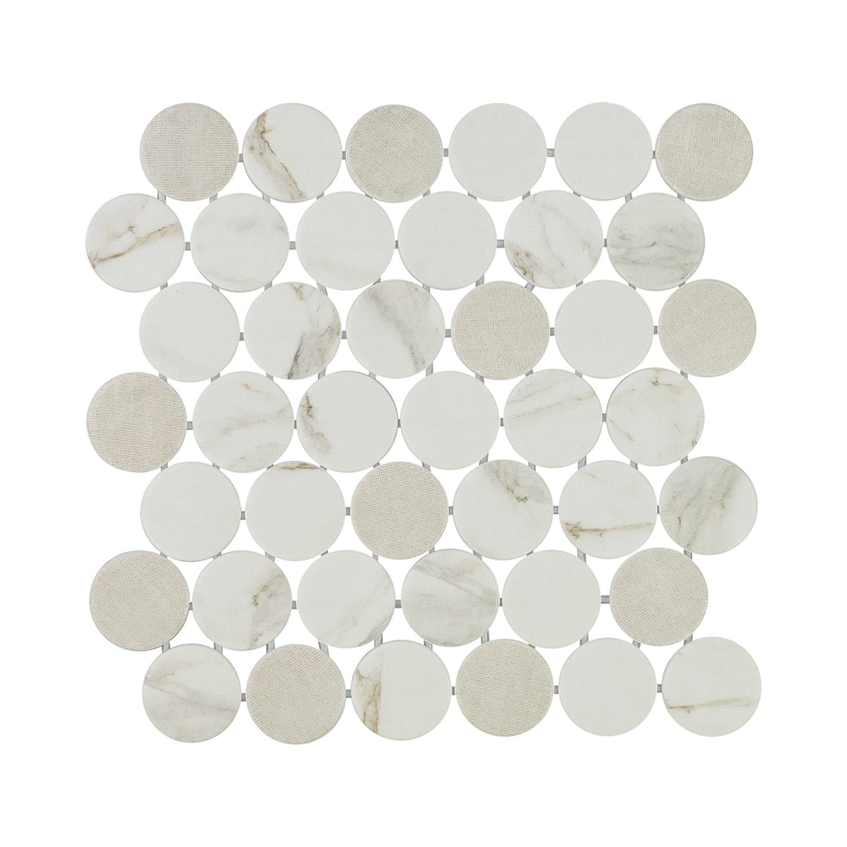 Calvari Sericino 2-Inch Round Recycled Glass Mosaic Tile Euro Glass