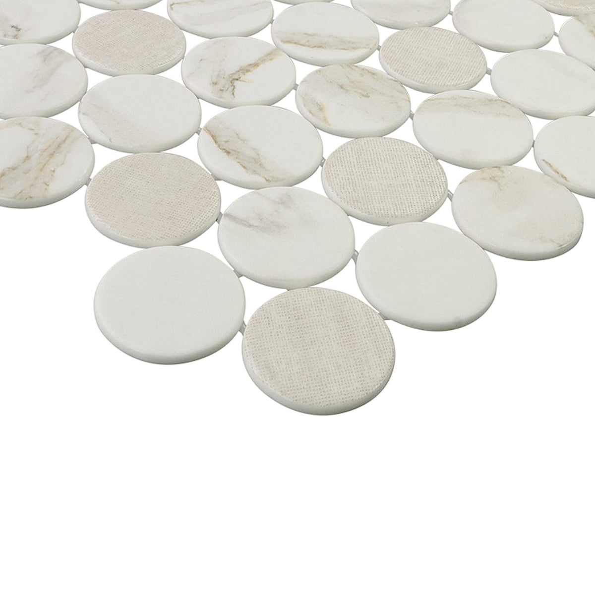 Calvari Sericino 2-Inch Round Recycled Glass Mosaic Tile Euro Glass