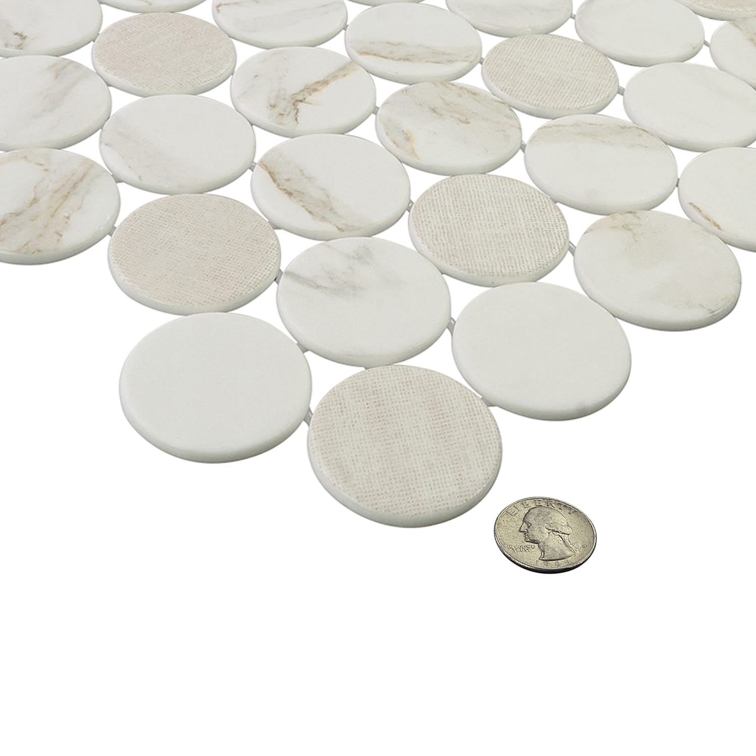 Calvari Sericino 2-Inch Round Recycled Glass Mosaic Tile Euro Glass