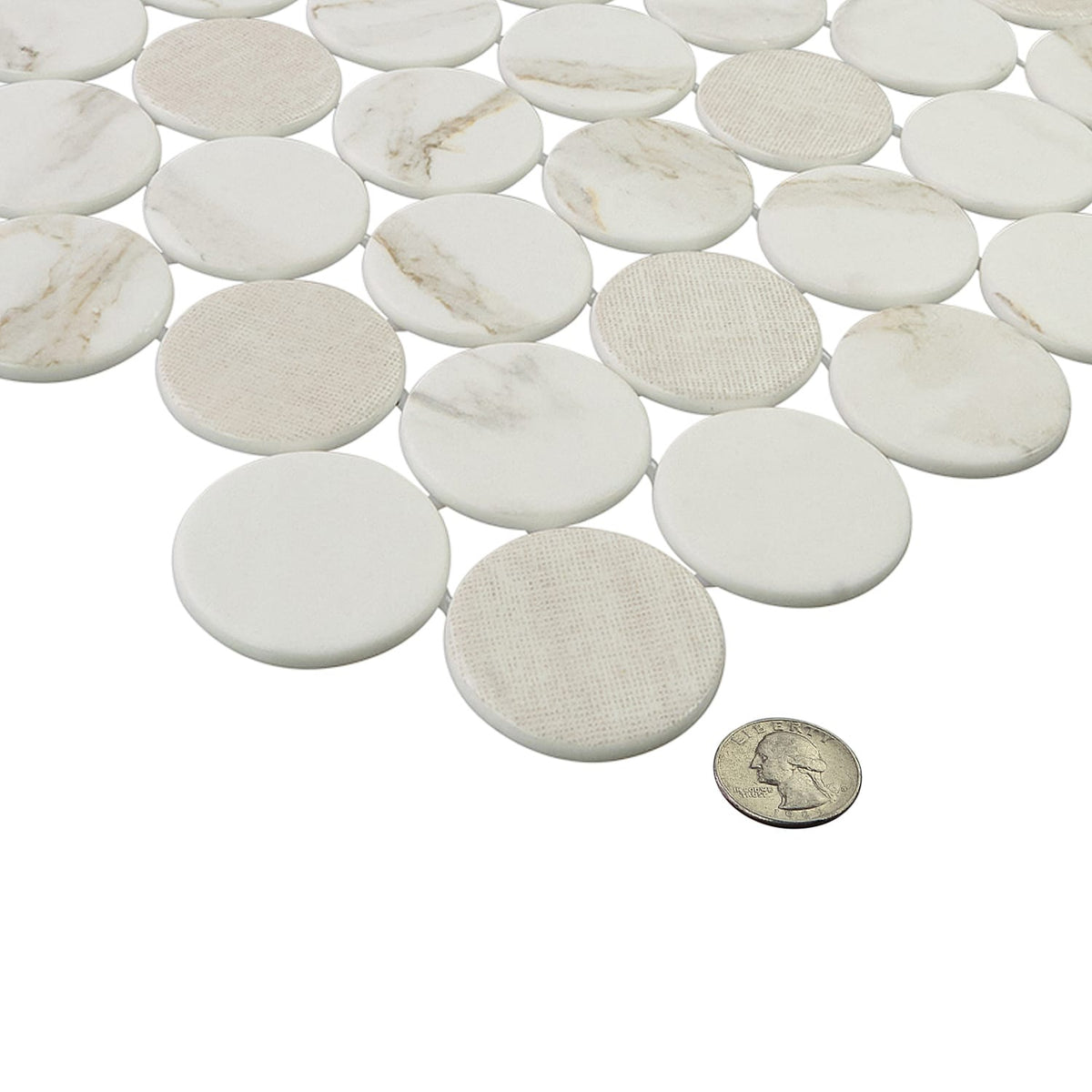 Calvari Sericino 2-Inch Round Recycled Glass Mosaic Tile Euro Glass
