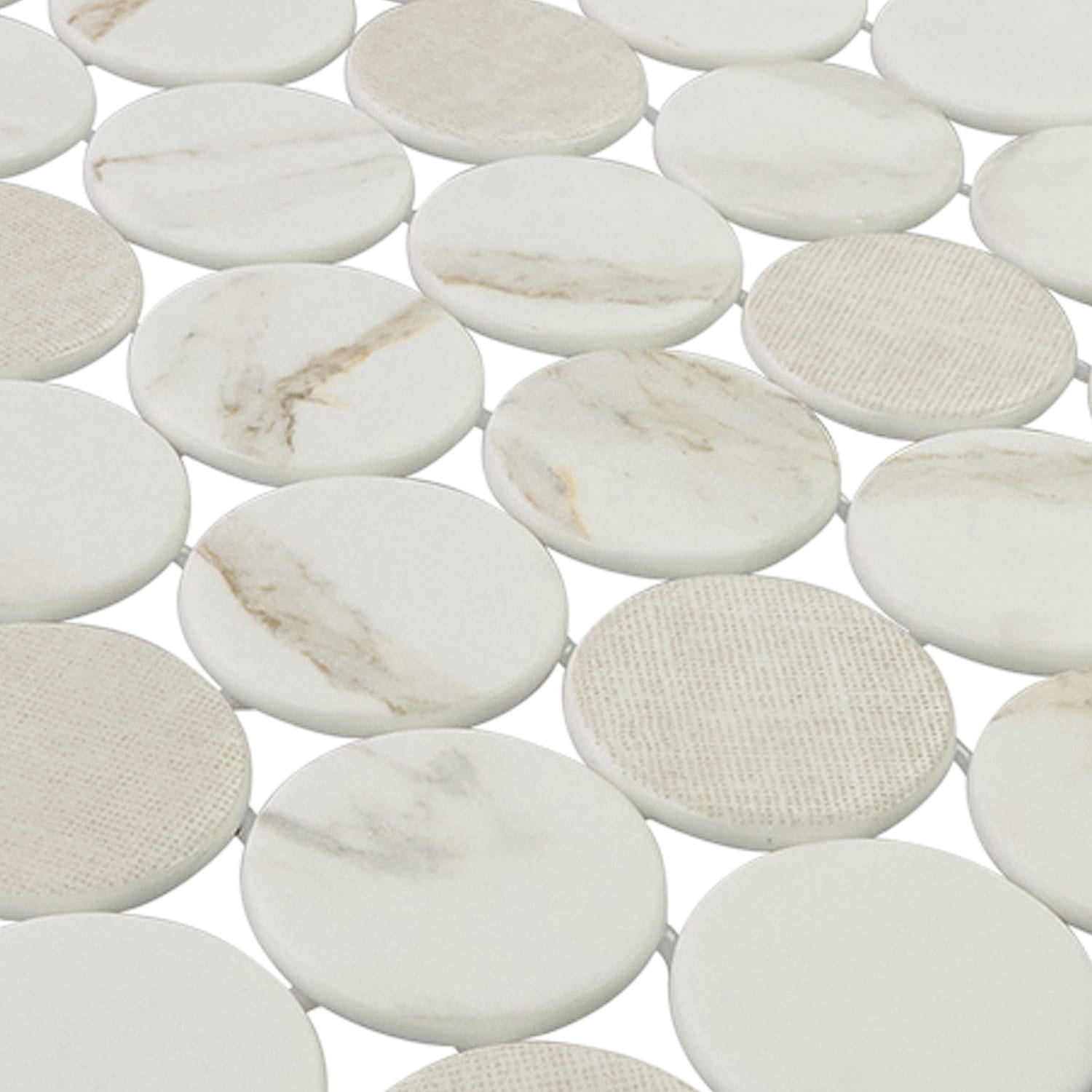 Calvari Sericino 2-Inch Round Recycled Glass Mosaic Tile Euro Glass