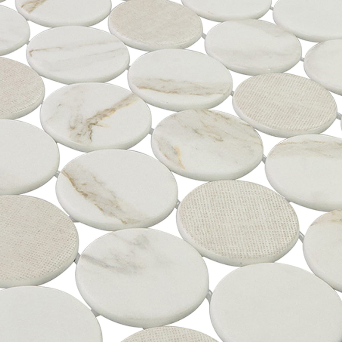 Calvari Sericino 2-Inch Round Recycled Glass Mosaic Tile Euro Glass