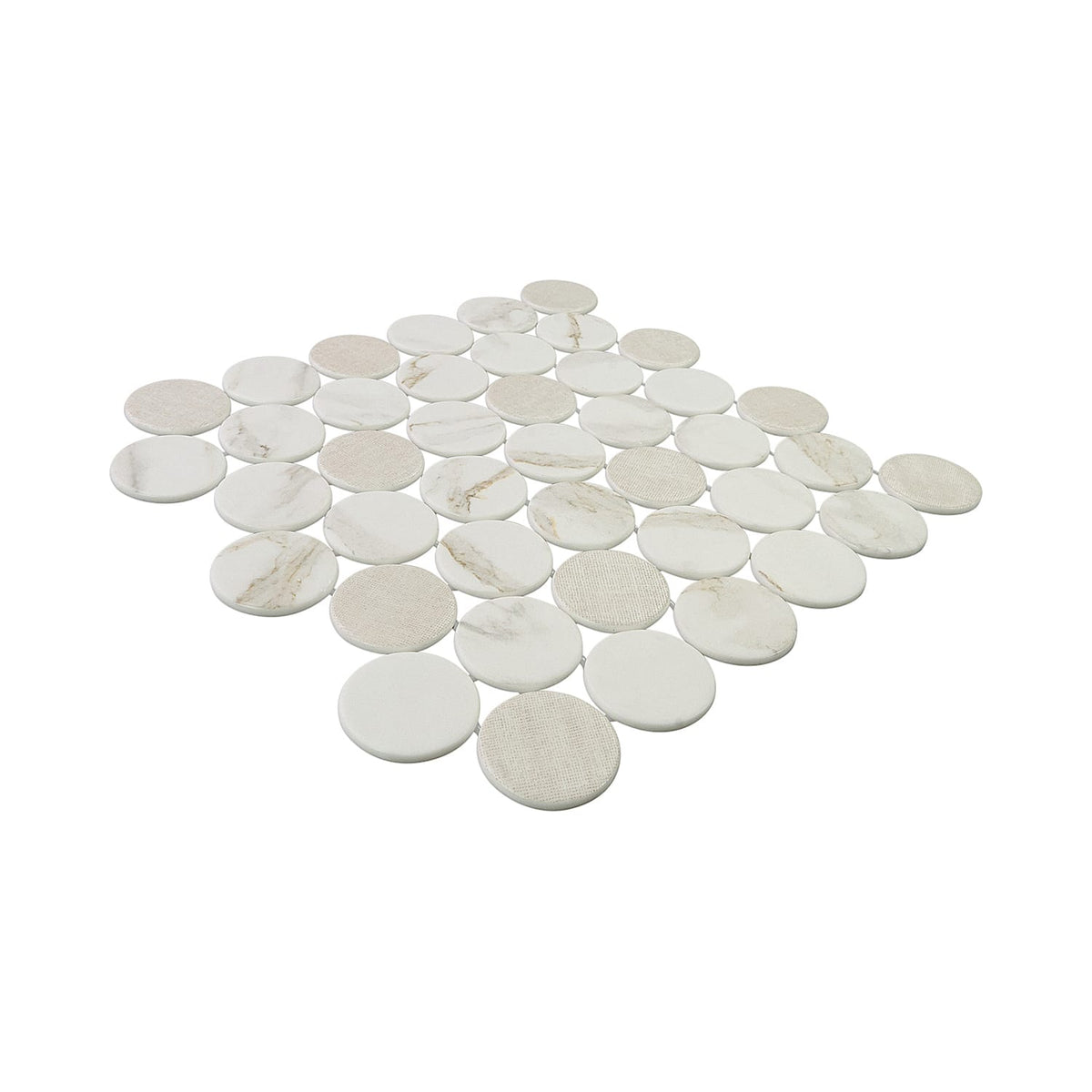 Calvari Sericino 2-Inch Round Recycled Glass Mosaic Tile Euro Glass