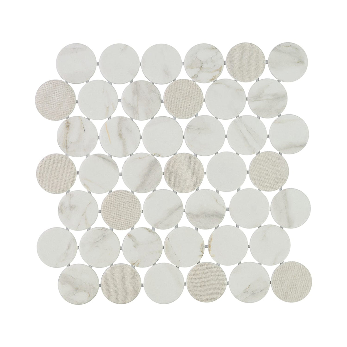 Calvari Sericino 2-Inch Round Recycled Glass Mosaic Tile Euro Glass
