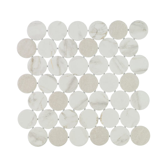 Calvari Sericino 2-Inch Round Recycled Glass Mosaic Tile Euro Glass