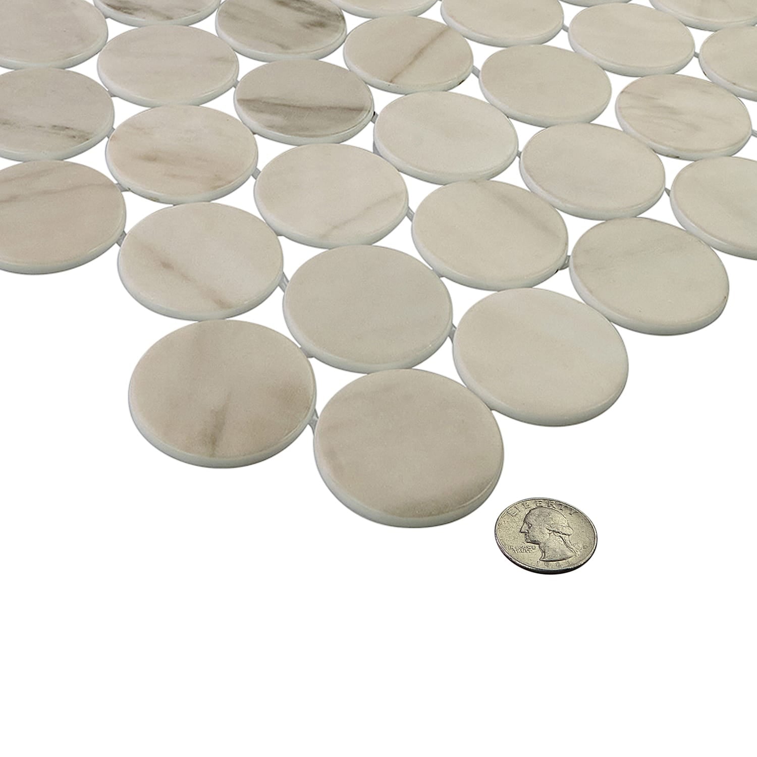 Calvari Terrene 2-Inch Round Recycled Glass Mosaic Tile Euro Glass