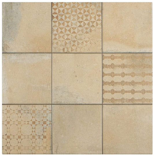 Catalonia Quinta Terra-D Beige 18x18 Matte Porcelain Tile Euro Glass