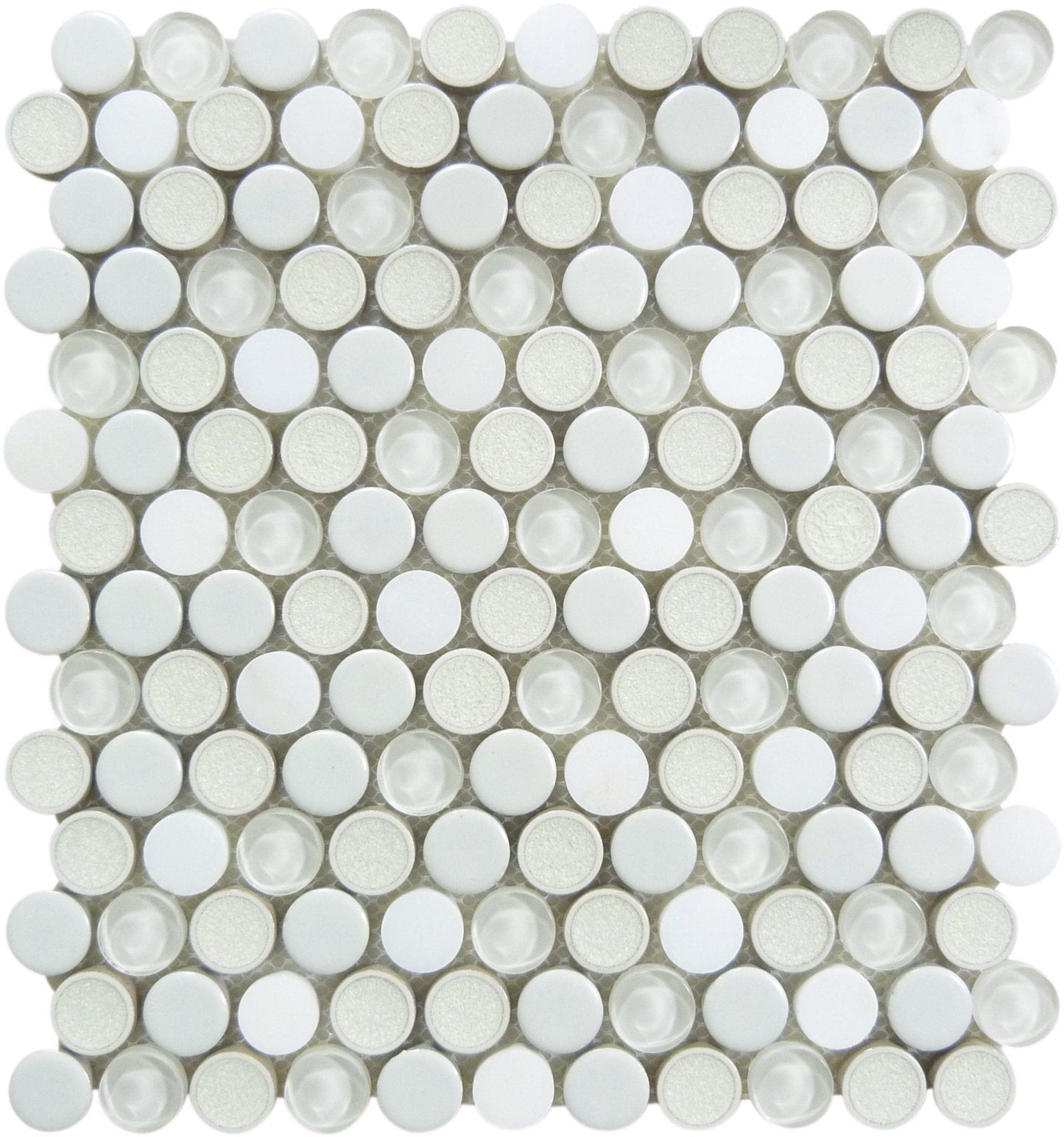 Ceremonial Festive Whites 1x1 Glass and Stone Tile Euro Glass