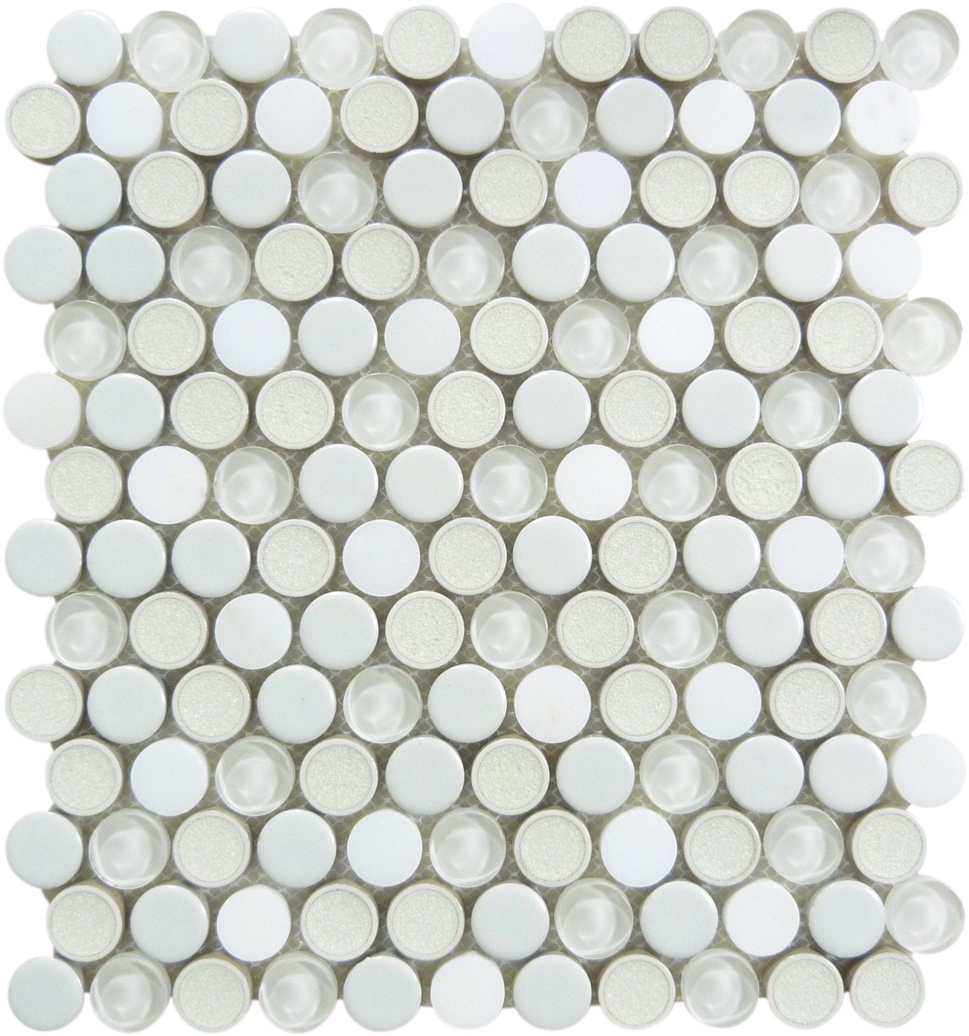 Ceremonial Festive Whites 1x1 Glass and Stone Tile Euro Glass