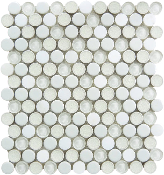 Ceremonial Festive Whites 1x1 Glass and Stone Tile Euro Glass