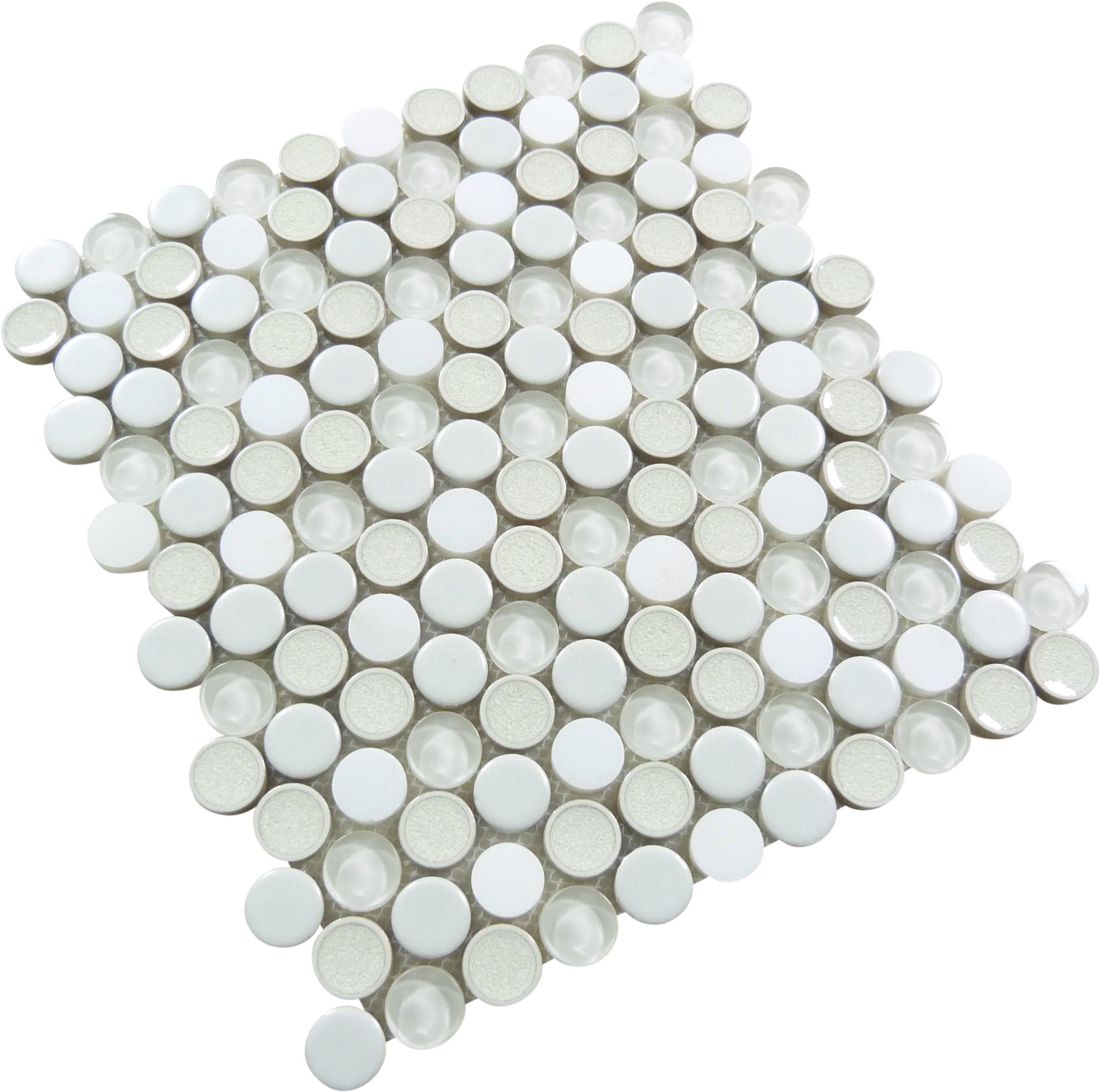 Ceremonial Festive Whites 1x1 Glass and Stone Tile Euro Glass