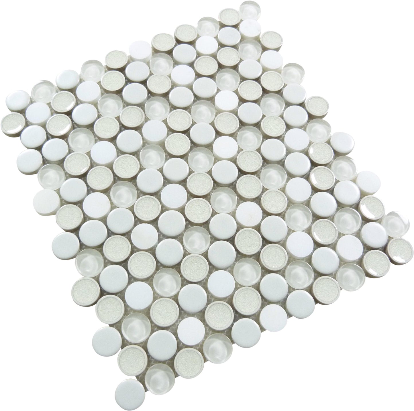 Ceremonial Festive Whites 1x1 Glass and Stone Tile Euro Glass