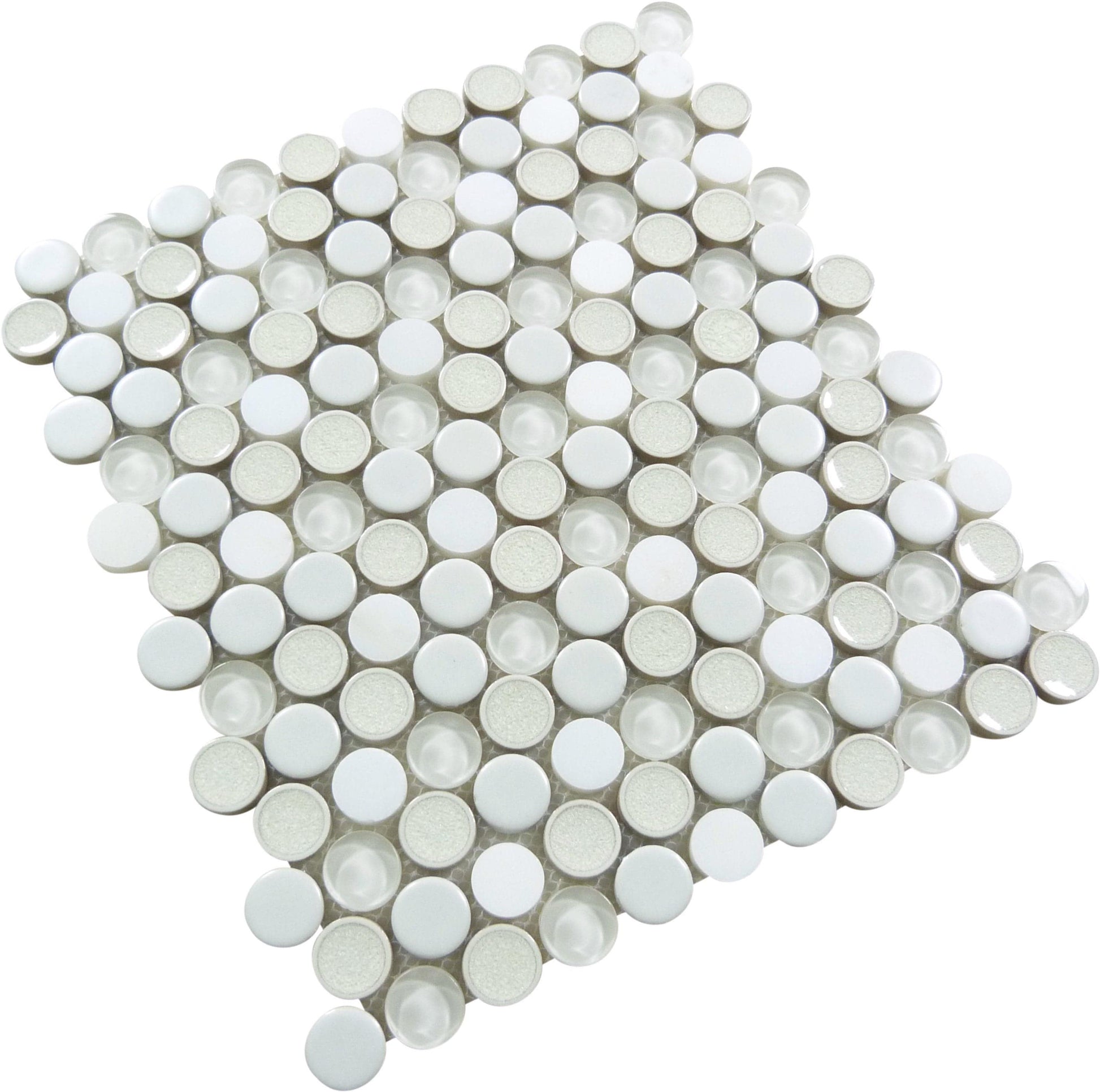 Ceremonial Festive Whites 1x1 Glass and Stone Tile Euro Glass