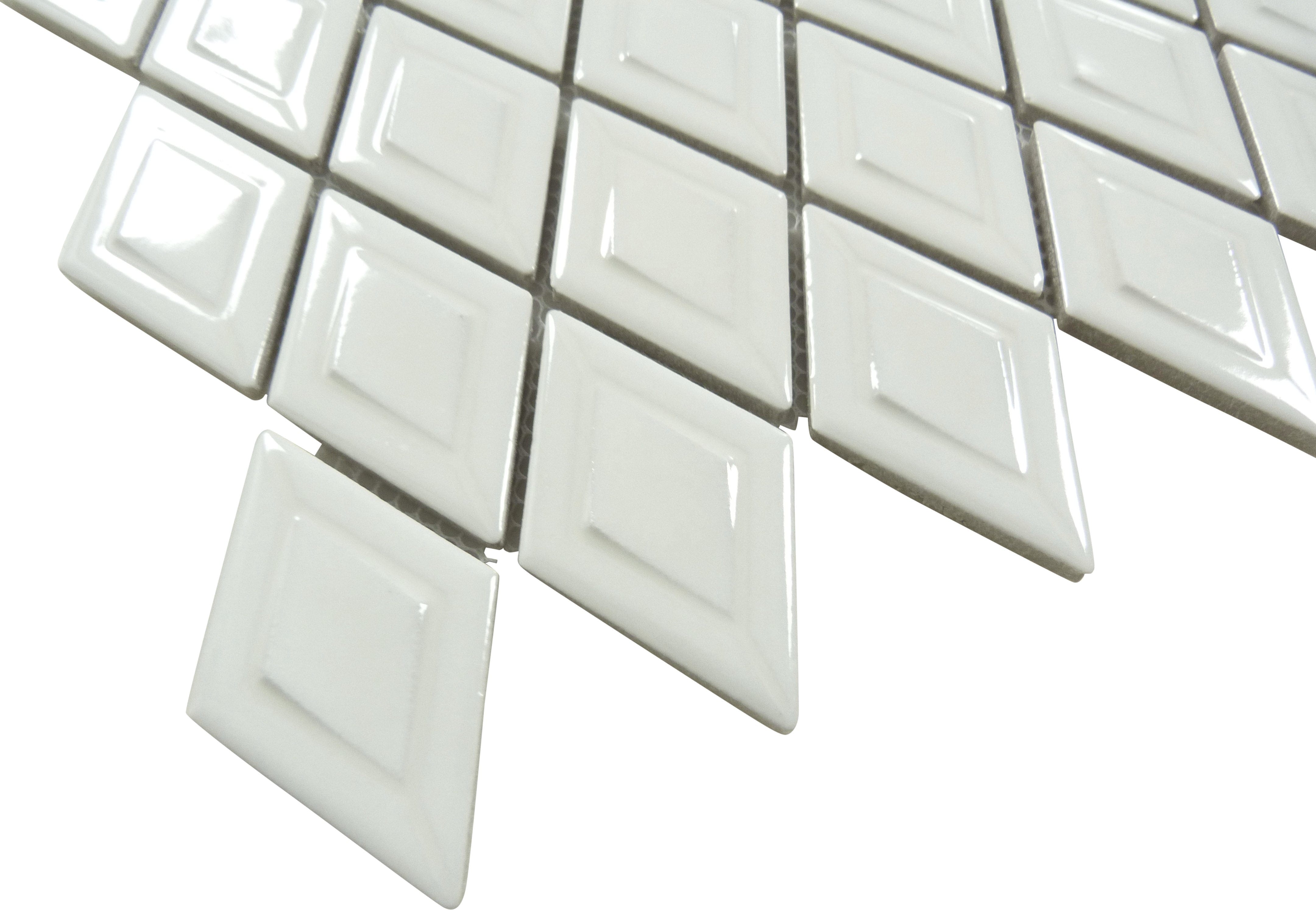 Oxygen White Diamond 2x3 Glossy Porcelain Tile Euro Glass