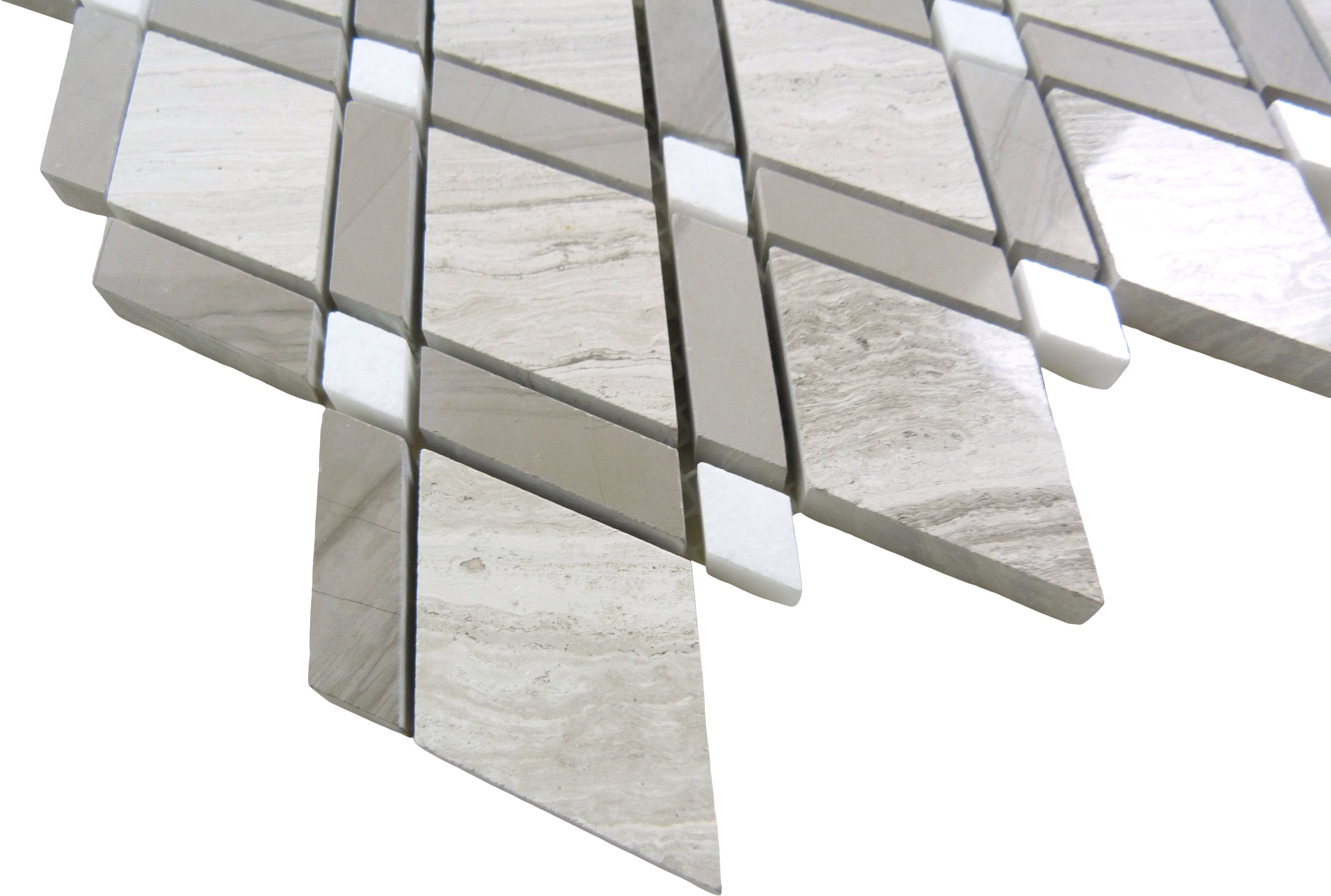 Wooden White and Athen Gray DS-55 Grey Diamond Stone Polished Tile Euro Glass