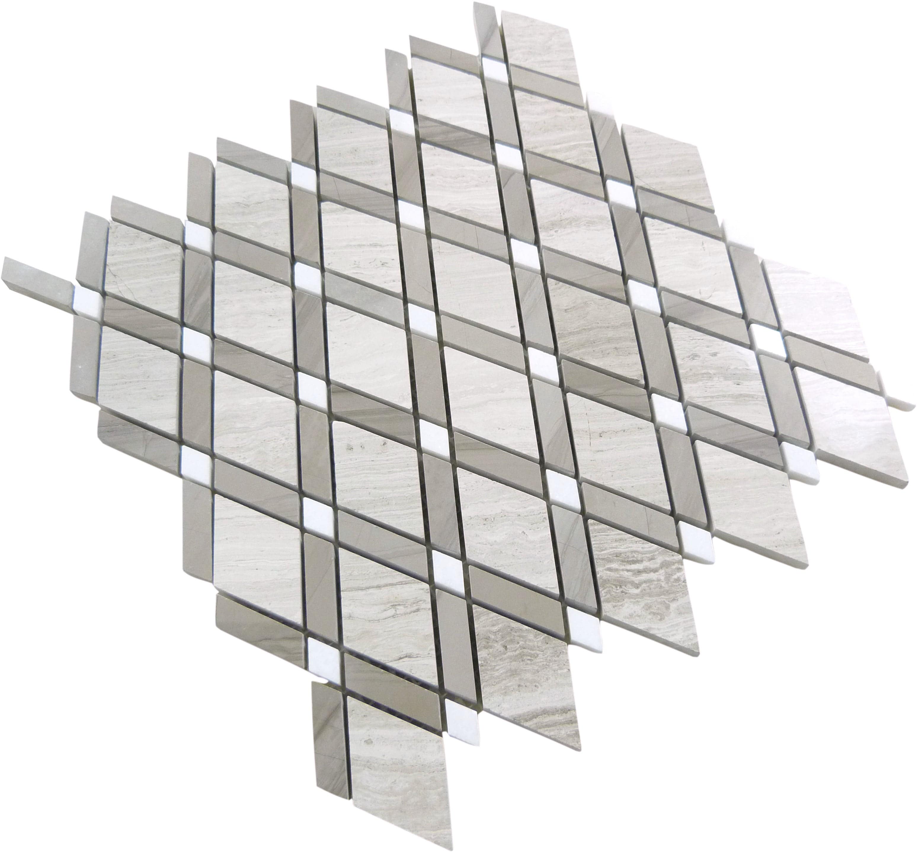 Wooden White and Athen Gray DS-55 Grey Diamond Stone Polished Tile Euro Glass