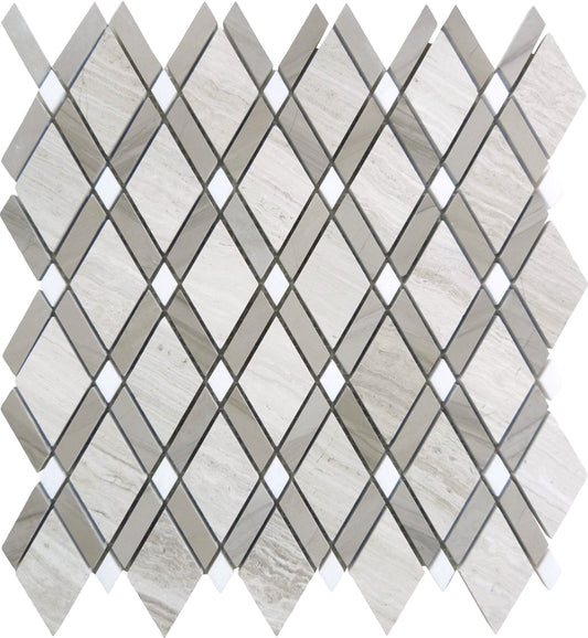 Wooden White and Athen Gray DS-55 Grey Diamond Stone Polished Tile Euro Glass