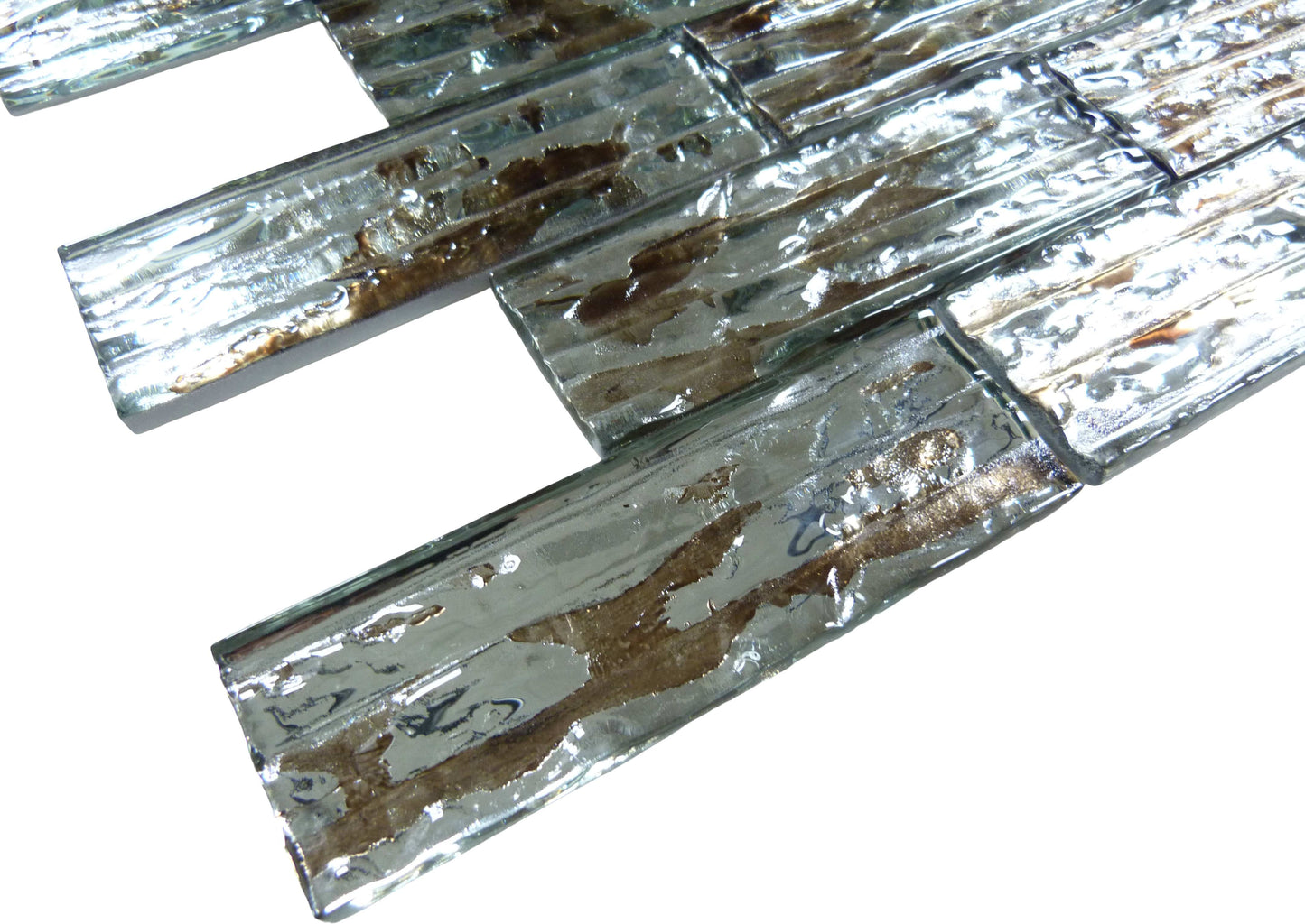 Droplettes Camo Rain Brown 2x6 Rippled Glossy Glass Tile Euro Glass