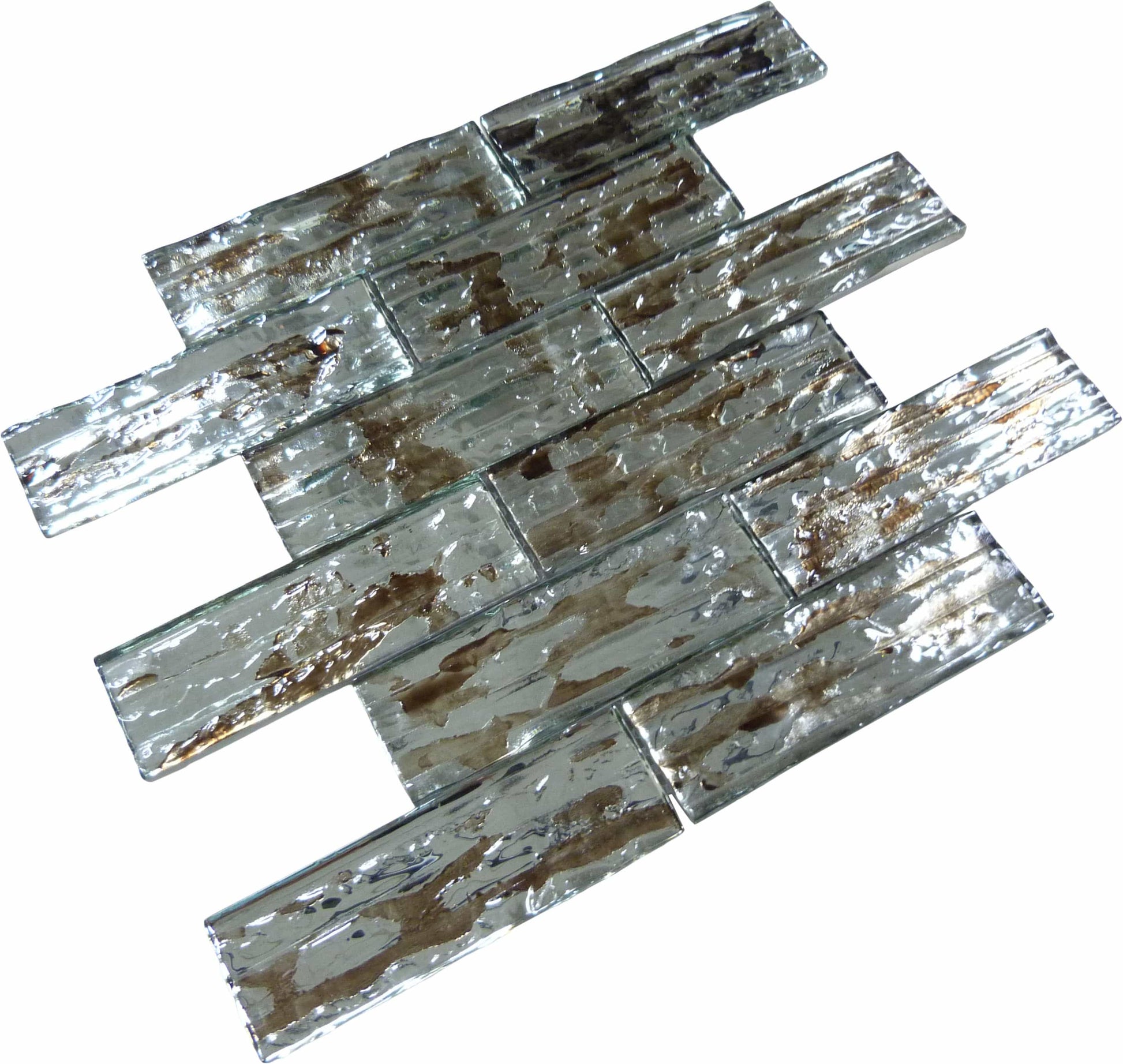 Droplettes Camo Rain Brown 2x6 Rippled Glossy Glass Tile Euro Glass
