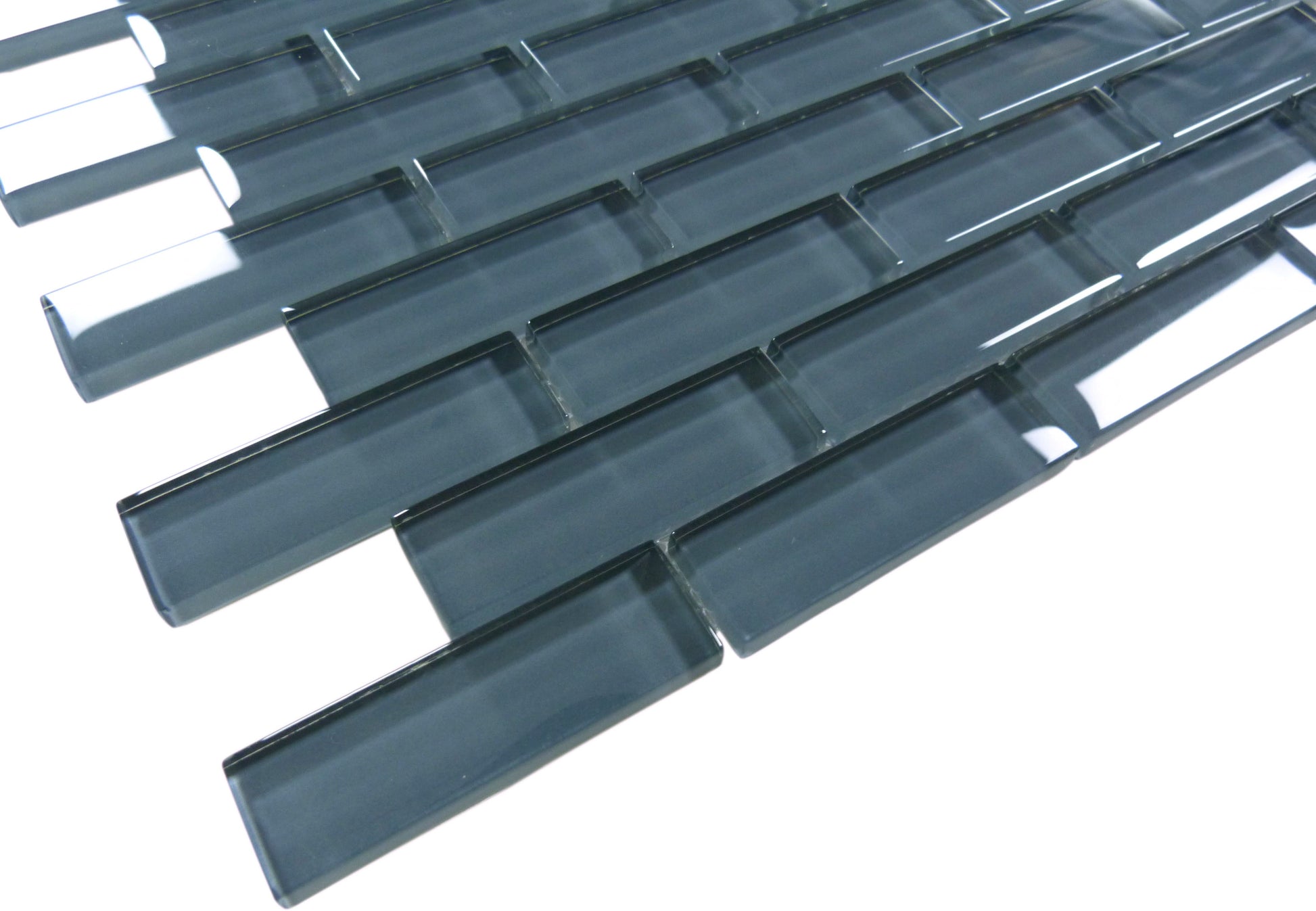 Eclipse Grey 1x3 Glass Glossy Tile Euro Glass