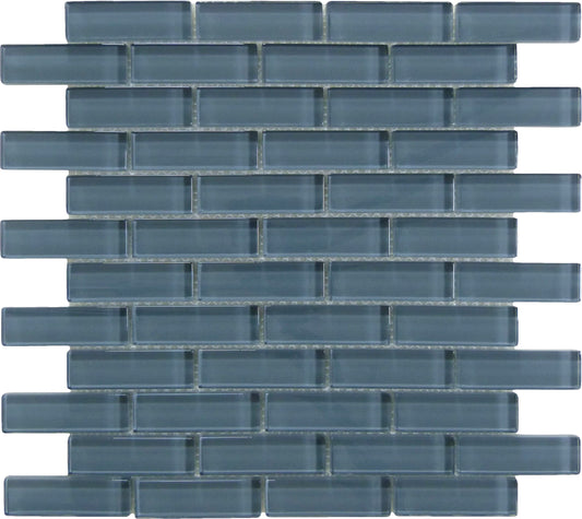 Eclipse Grey 1x3 Glass Glossy Tile Euro Glass