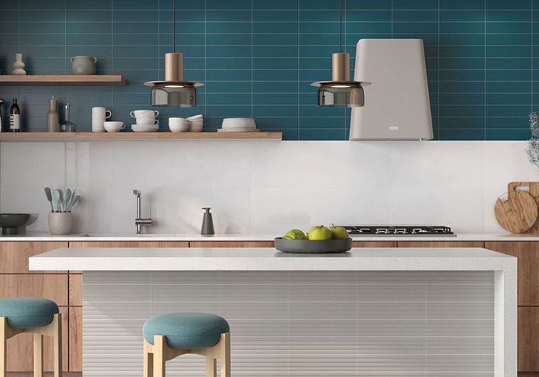 Estria Aegir Flat Blue 3x12 Matte Ceramic Tile Euro Glass