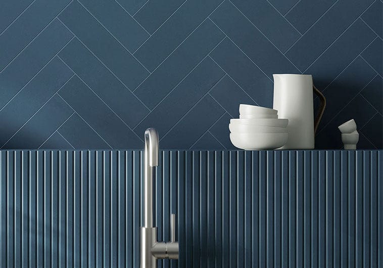 Estria Aegir Flat Blue 3x12 Matte Ceramic Tile Euro Glass