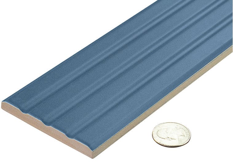Estria Aegir Relief Blue 3x12 Matte Ceramic Tile Euro Glass