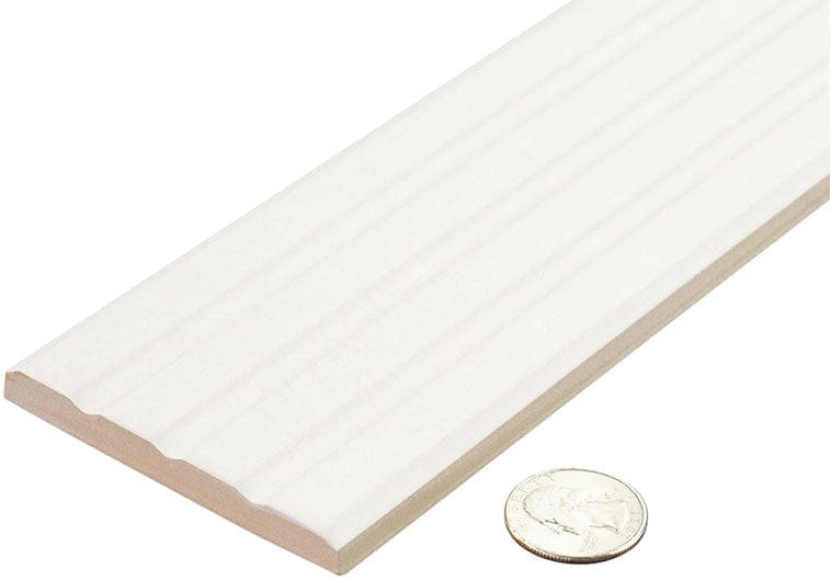 Estria Alba Relief White 3x12 Matte Ceramic Tile Euro Glass