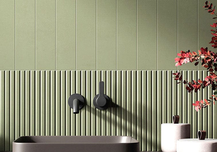 Estria Nephrite Relief Green 3x12 Matte Ceramic Tile Euro Glass