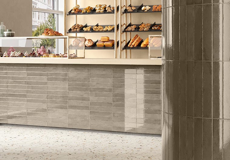 Evellon Birgon Grey 3x16 Glossy Porcelain Tile Euro Glass