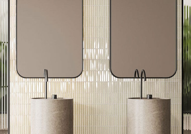 Finestra Canvas Beige 8x8 Glossy Ceramic Tile Euro Glass