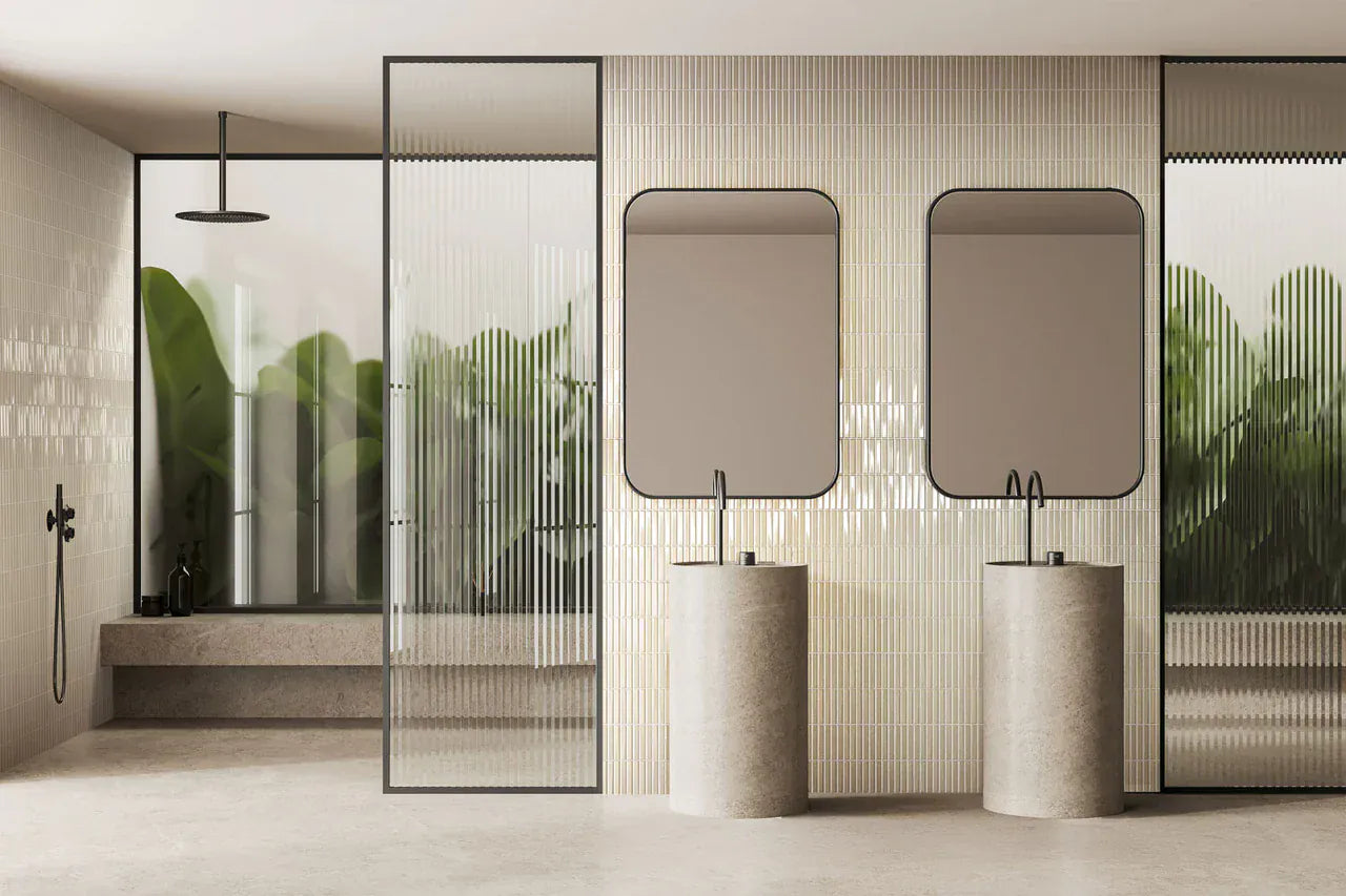 Finestra Canvas Beige 8x8 Glossy Ceramic Tile Euro Glass