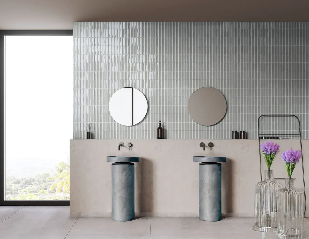 Finestra Chambray Blue 8x8 Glossy Ceramic Tile Euro Glass