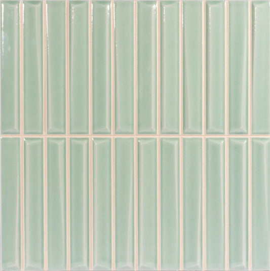 Finestra Cyanotype Green 8x8 Glossy Ceramic Tile Euro Glass