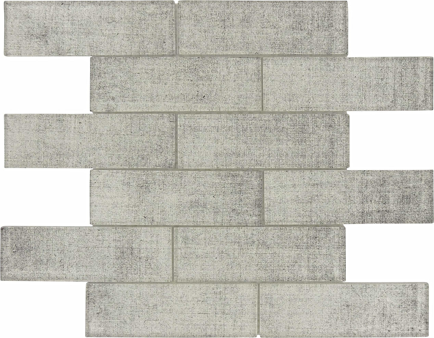 Friday Linen Silver 2x6 Glossy Glass Subway Tile Euro Glass