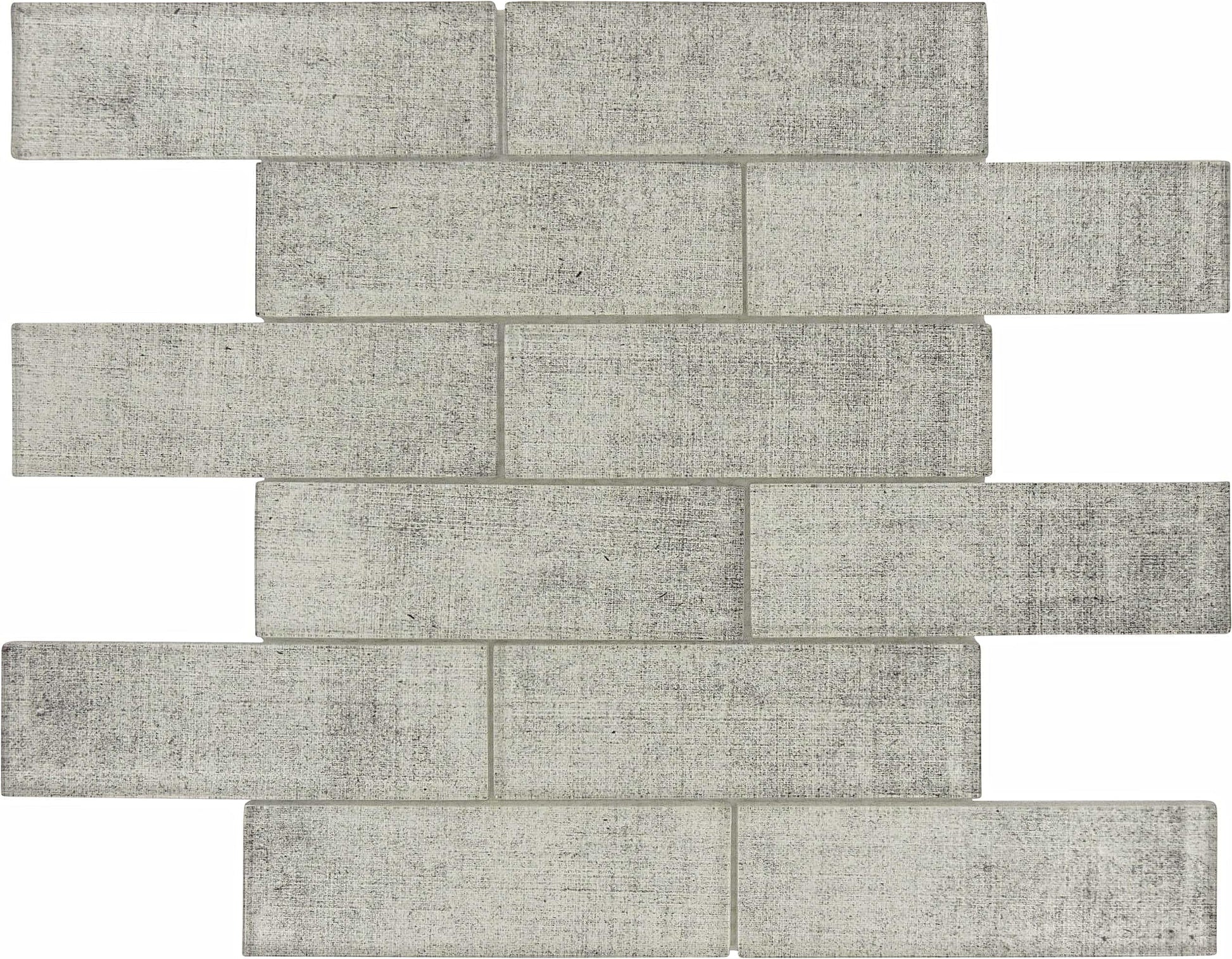 Friday Linen Silver 2x6 Glossy Glass Subway Tile Euro Glass