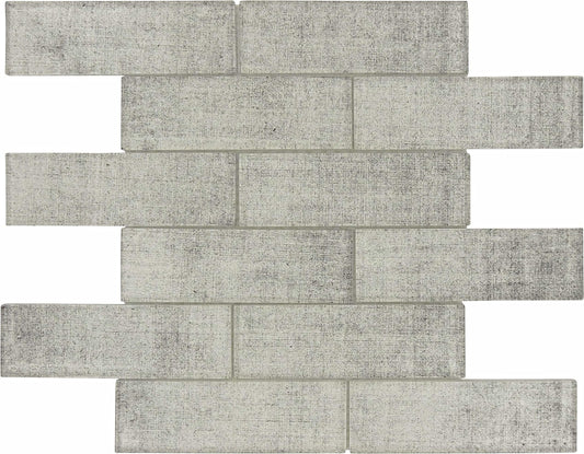 Friday Linen Silver 2x6 Glossy Glass Subway Tile Euro Glass