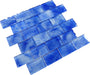 Frothy Swirls Azulejo Art Blue 2x3 Glossy Glass Tile Euro Glass