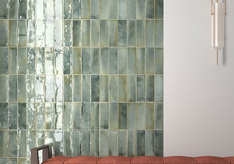 Hanoi Celadon Green 2.5x8 Glossy Tile Euro Glass