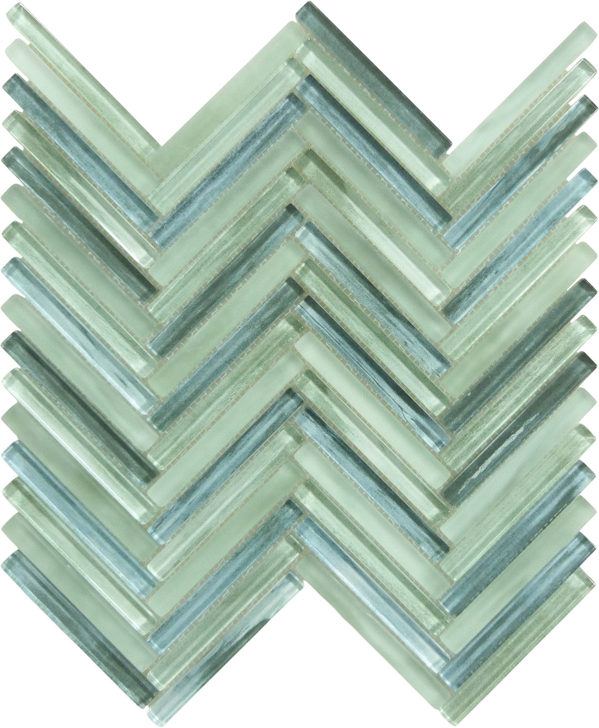 Himalayan Arches Kamet Lonzo Green Glossy Glass Tile Euro Glass