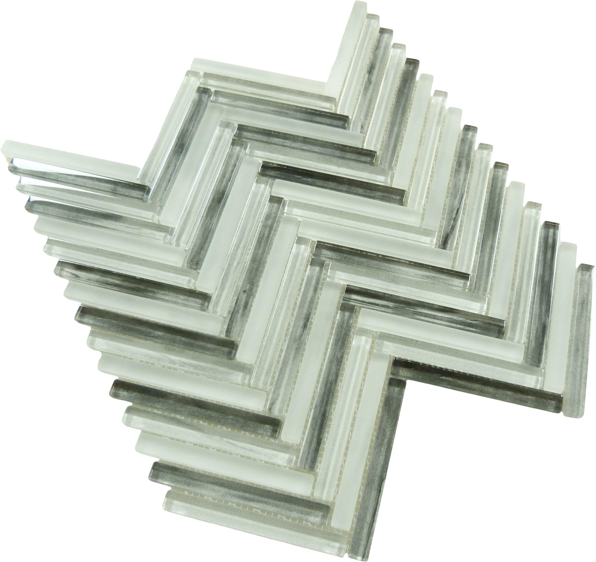 Himalayan Arches Makalu Peak Grey Glossy and Frosted Glass Tile Euro Glass