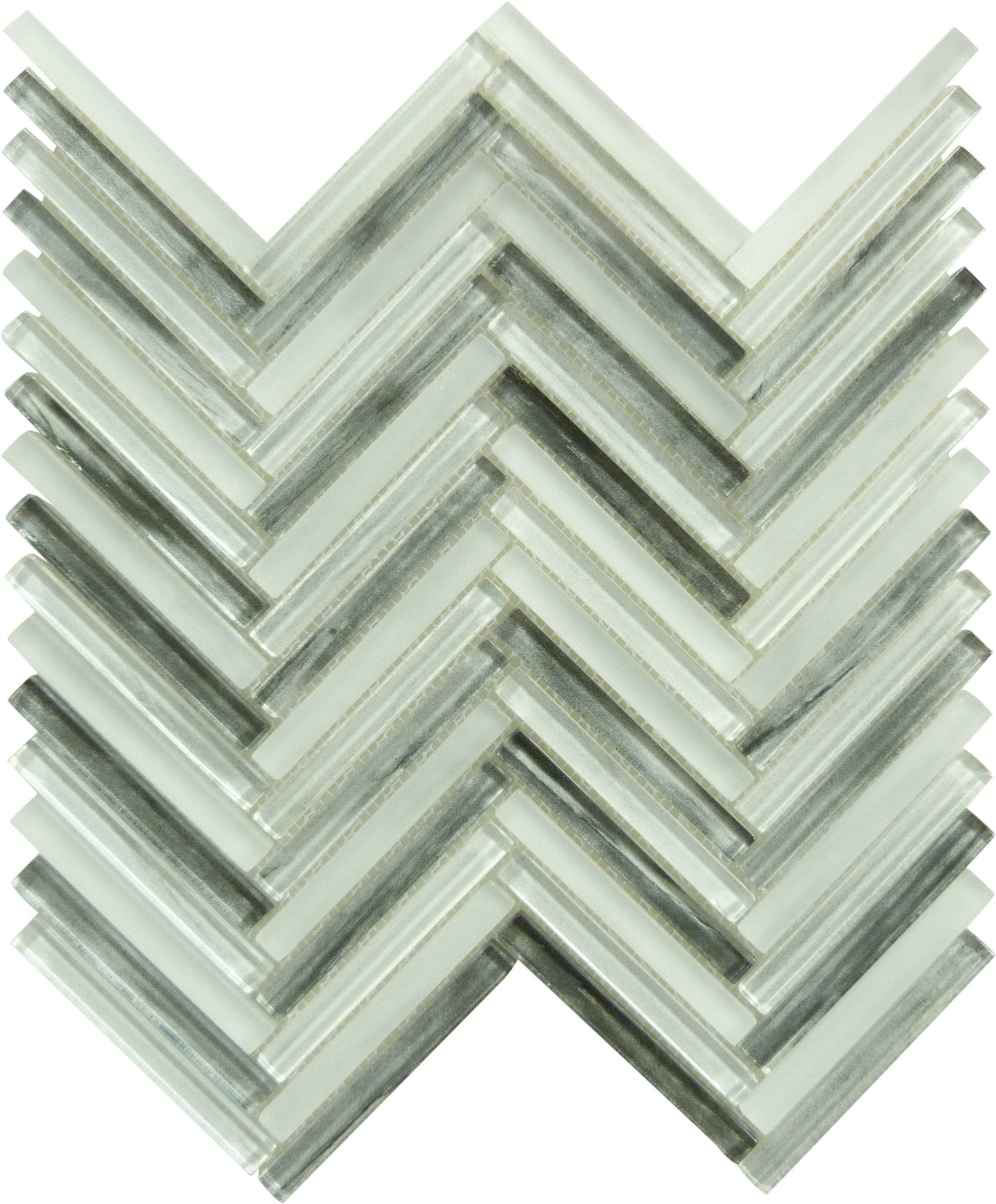 Himalayan Arches Makalu Peak Grey Glossy and Frosted Glass Tile Euro Glass