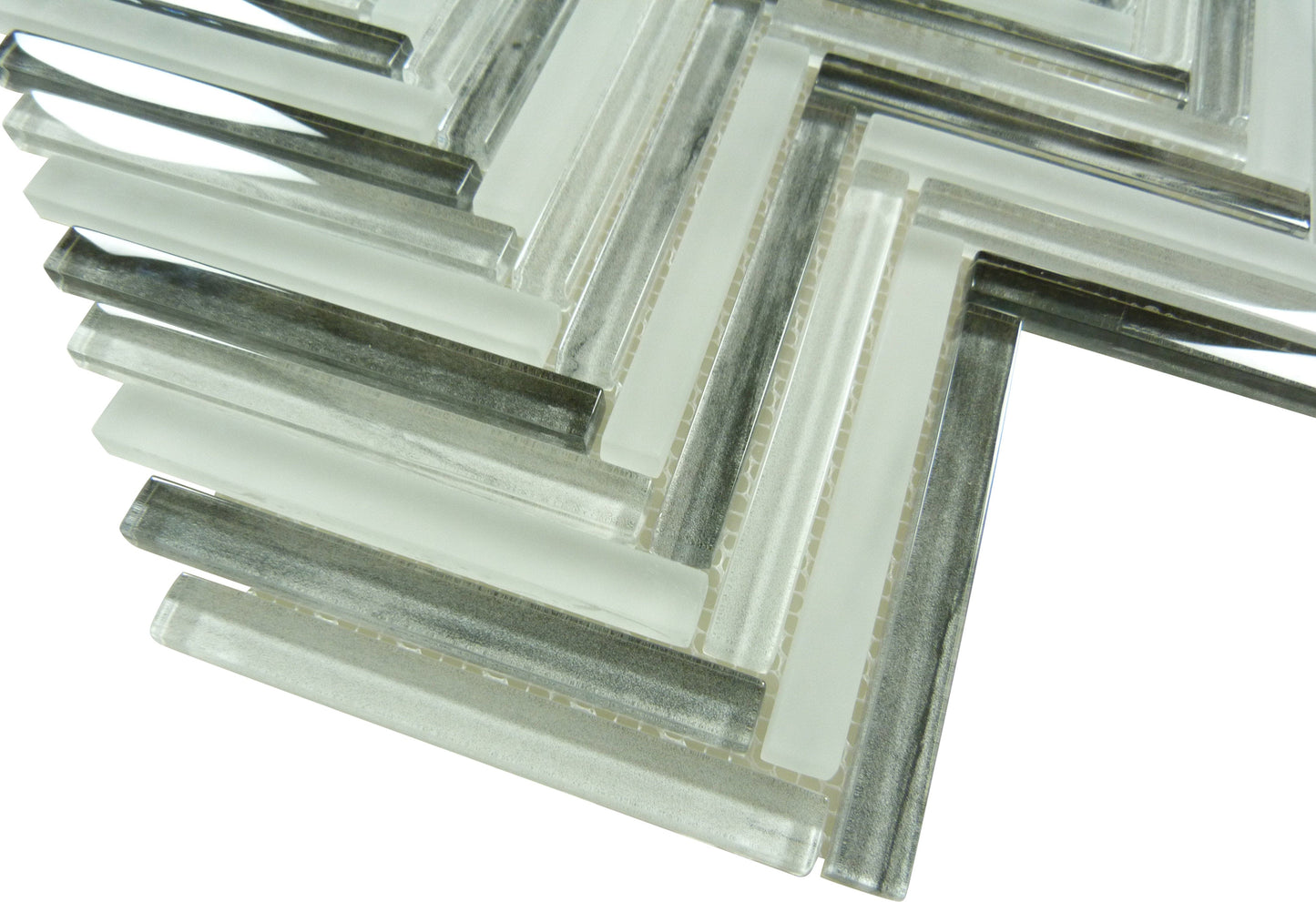 Himalayan Arches Makalu Peak Grey Glossy and Frosted Glass Tile Euro Glass