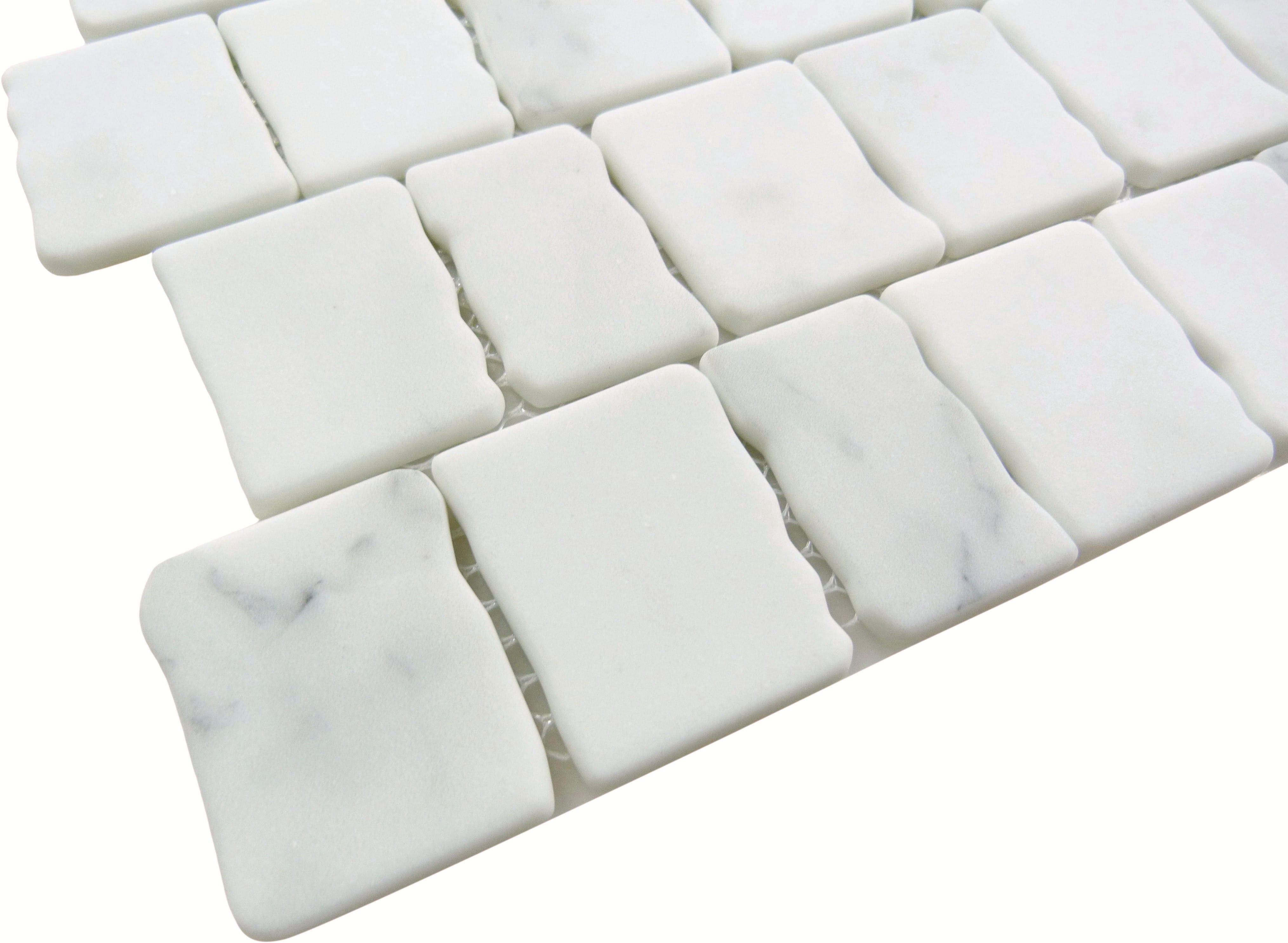 Illusion Déjà Vu White Matte Glass Tile Euro Glass