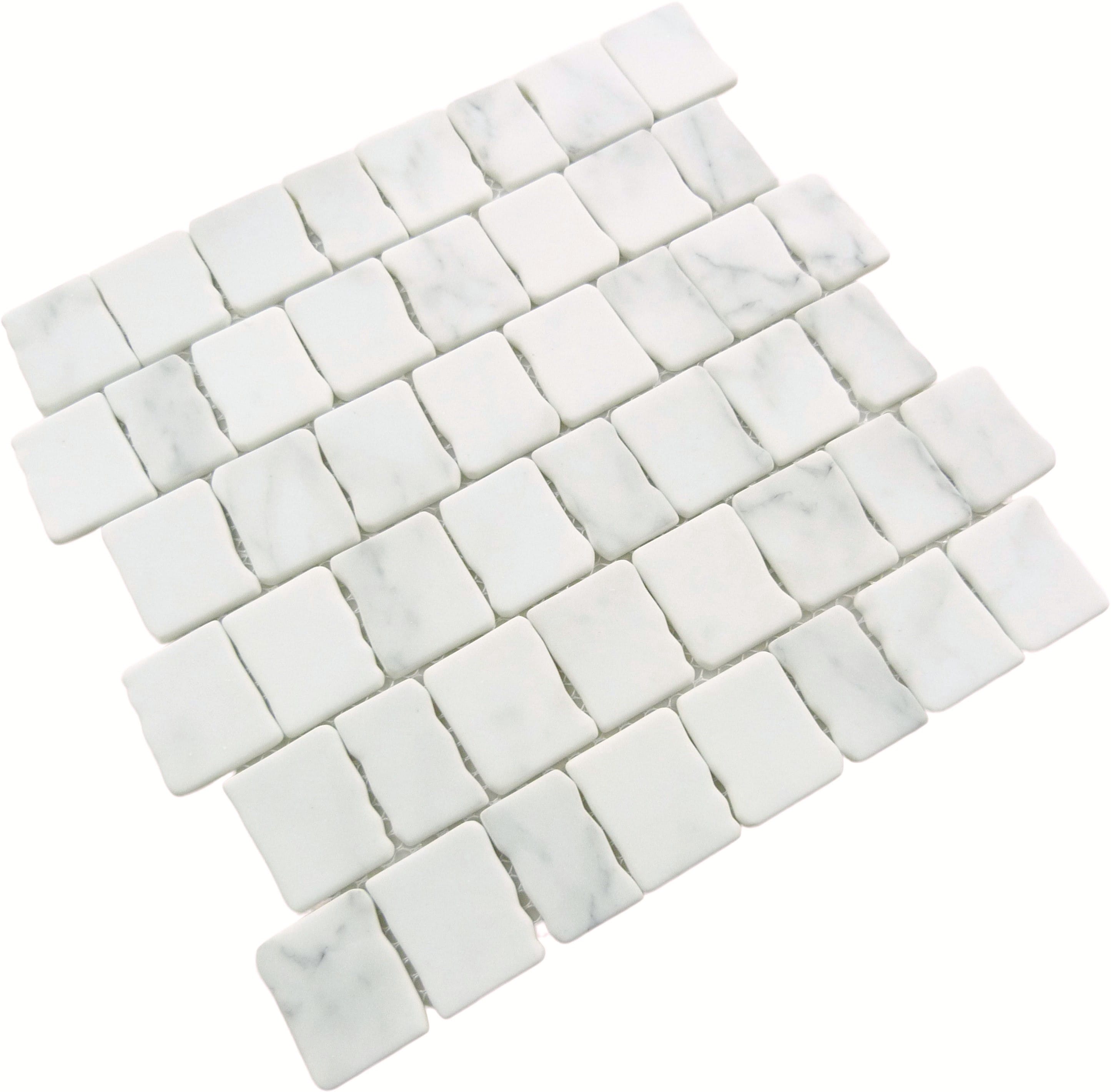 Illusion Déjà Vu White Matte Glass Tile Euro Glass
