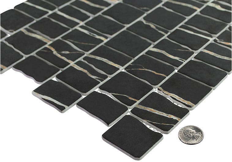 Illusion Ruse Black 11.75x11.75 Matte Glass Tile Euro Glass